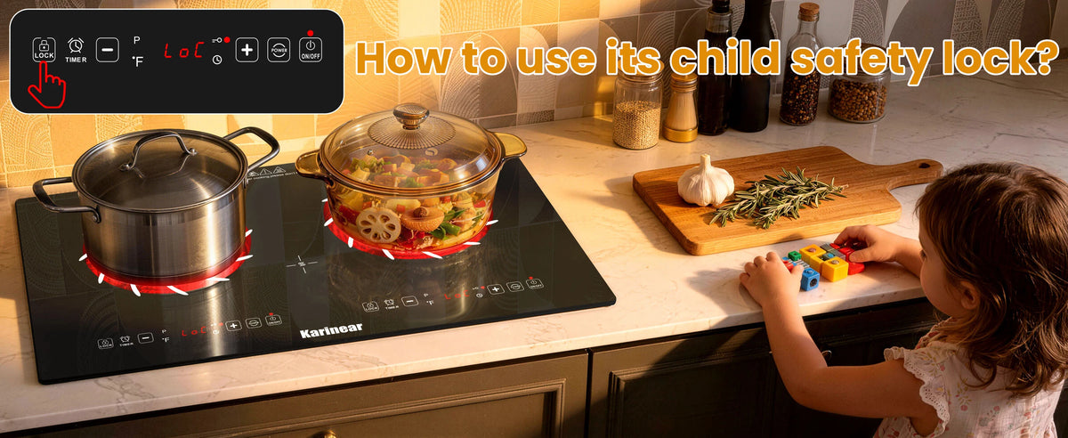 Karinear Portable Electric Cooktop, Electric Stove Single Burner Ceramic Cooktop with Touch Control, Child Safety Lock, Timer, Residual Heat Indicator, Overheat Protection, 1800W 110V Infrared Burner | Ceramic Cooktop, Sensor