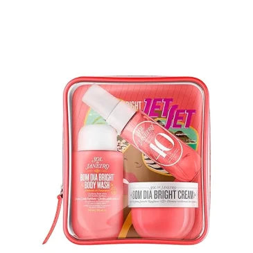 Sol de Janeiro Mini Body Care Gift Set Pink Travel Bag Floral Fruity Scent Body Mist Lotion Cream Travel Size Skincare Fragrance Kit For Women Gift