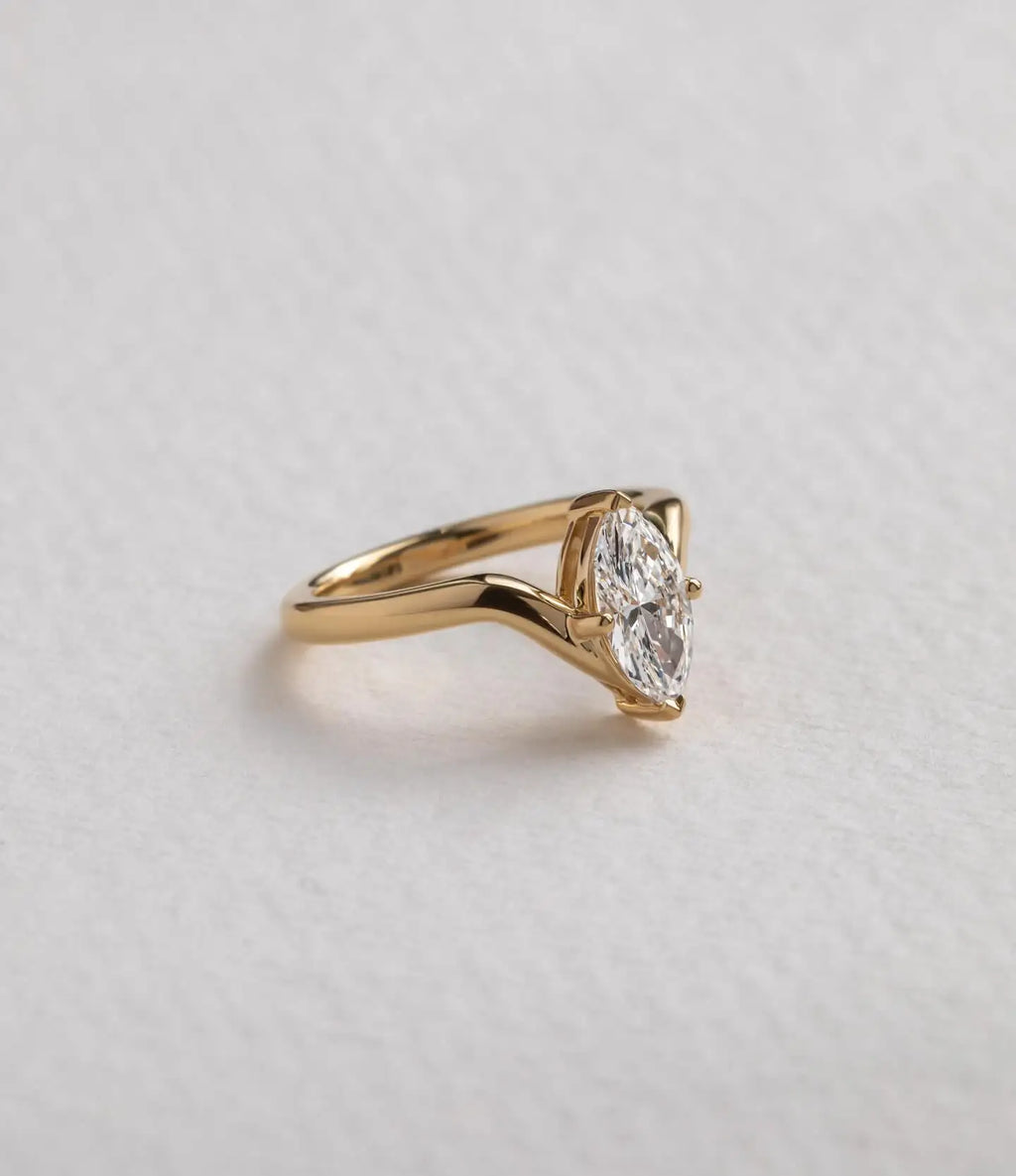 6X12mm Marquise Cut Moissanite Engagement Ring Solitaire Minimalist 925 Sterling Silver