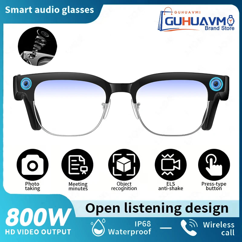 2026 New 4K HD 800W Pixel Dual-Camera Smart Glasses Men 1200P Video Recording AI Chat WIFI Transmission Translation Call Glasses