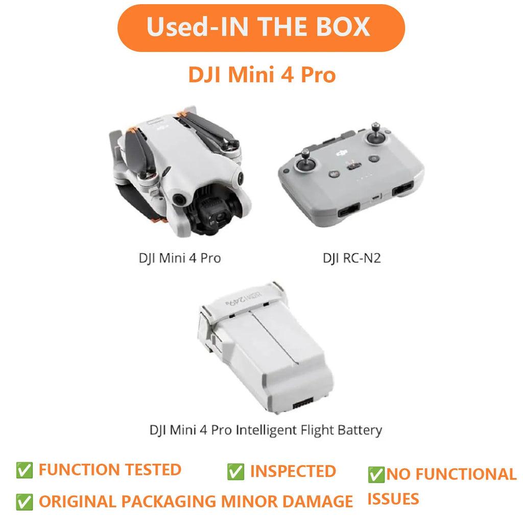 Used DJI Mini 4 Pro Drone for Adults with 4K Camera 34 Min Flight Time 20km Video Transmission Omnidirectional Vision Sensing Mini Drone for Beginners
