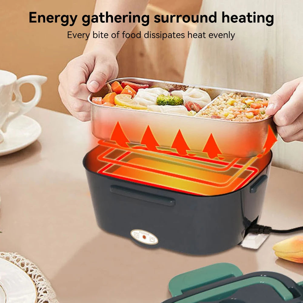 Electric Lunch Box Portable Food Heater Stainless Steel Inner Pot Food Container For Office Outdoor Camping Bento Picnic
