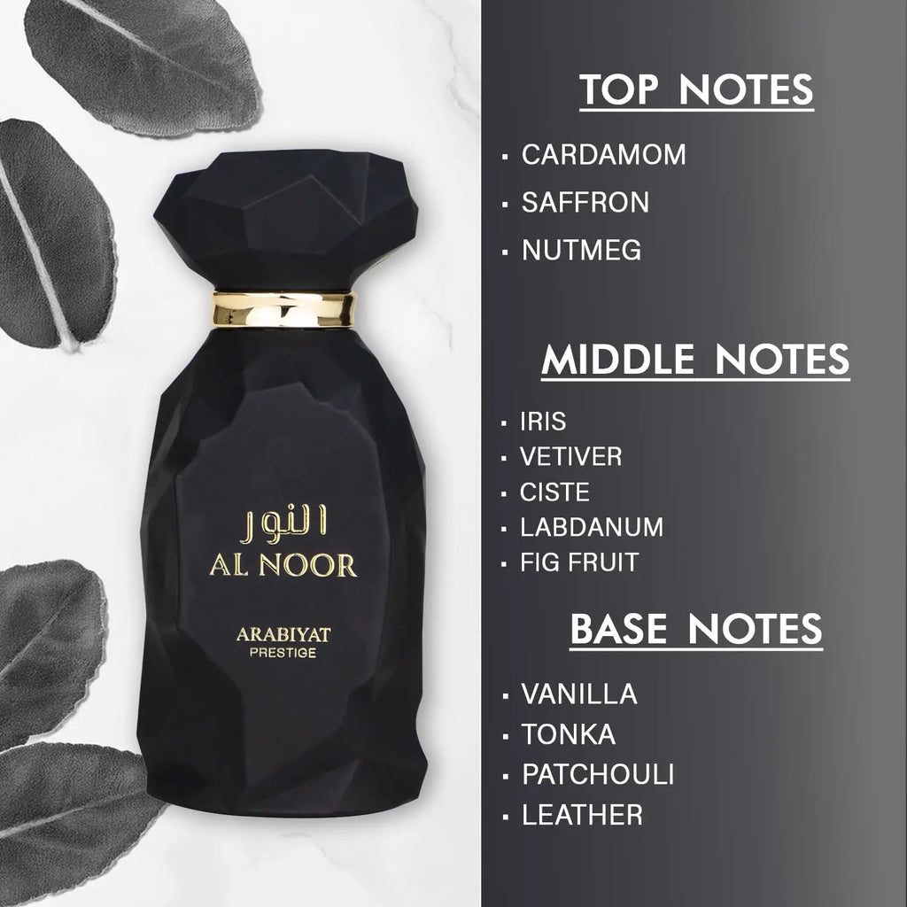Arabiyat Prestige Al Noor Eau de Parfum Spray for Unisex – Radiant Oriental Woody, Amber & Soft Spicy Scent, Long-Lasting Premium Arabian Fragrance, Perfect Gift, 100 ml / 3.4 fl oz