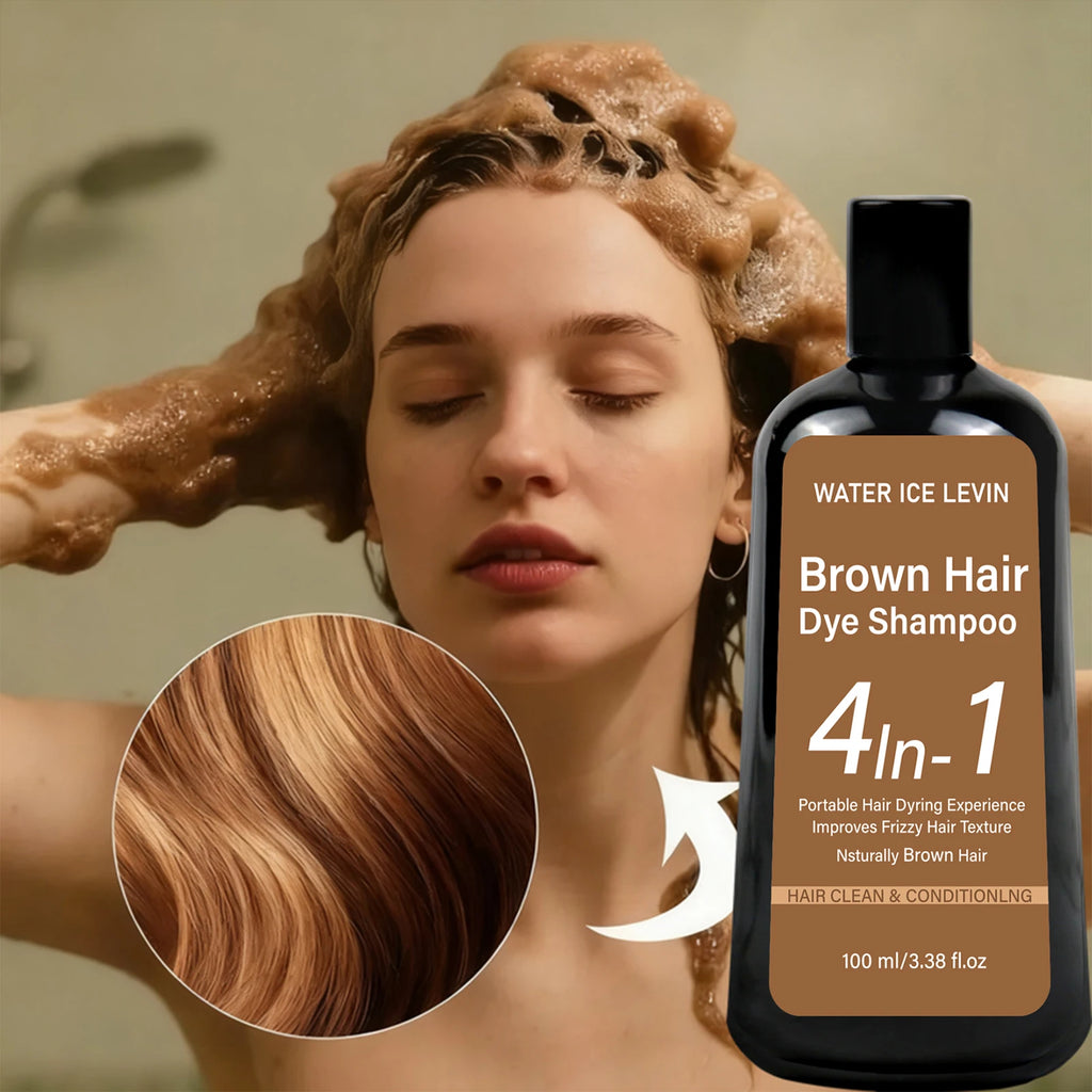 Water Ice Levin Natural Brown Hair Dye Shampoo 100ml Ginger Ginseng Oil Mild Coloring Smooth Frizzy Hair Care