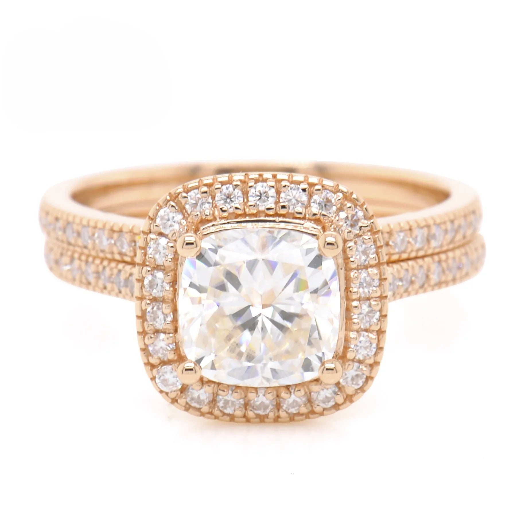 Original 14K Gold Fine Rings Cushion Cut Lab Grown Diamond VVS Clarity Diamond Fine Jewelry for Women Wedding Party