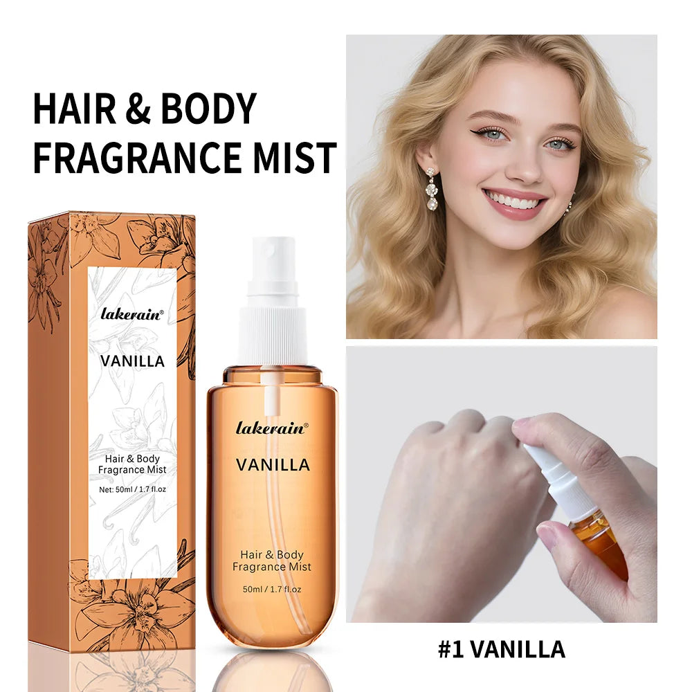 50ml Vanilla Rose Fragrance Spray Hair & Body Fragrance Mist Fresh Long Lasting Fragrance Perfume Travel Size Freshener Spray