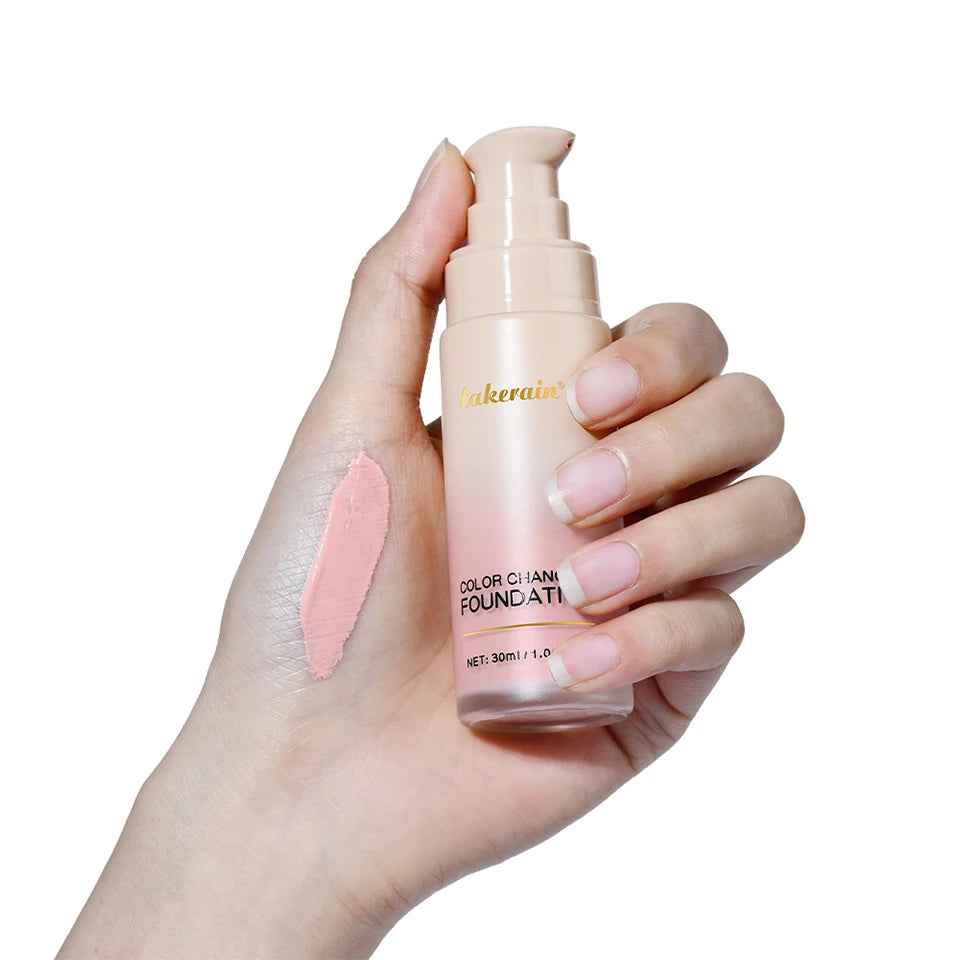 Color Changing Foundation Long-Lasting Makeup Effect Magic Foundation High Coverage Self-Coloring Cc Cream Cosmetics
