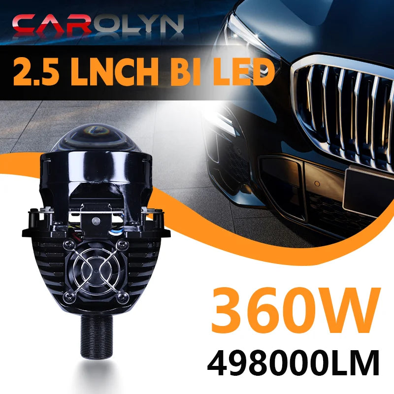 Carolyn 2.5 Inch Bi Led Projector Lens Led Light H4 H7 9005 9006 Car Headlight Bulb High Low Beam 6000K Diode 360W Turbo Tuning