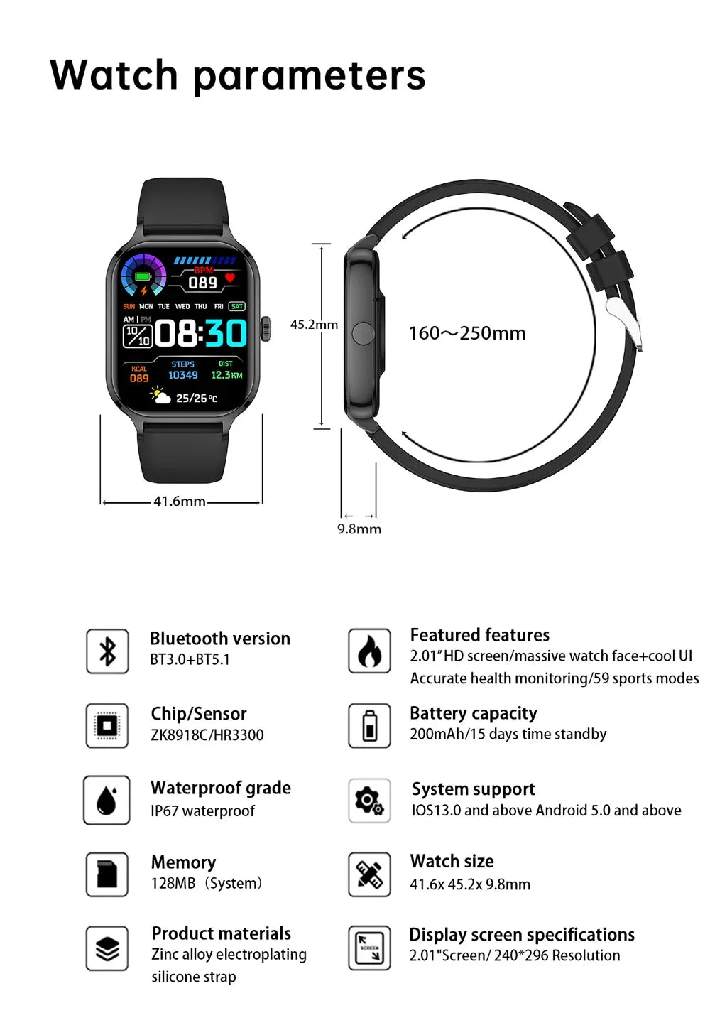 New Arrivals Y13 Upgrade Version TFT Screen Fitness Sleep Tracking Sports Silicone Strap Bt Call Men Women Smart Watch