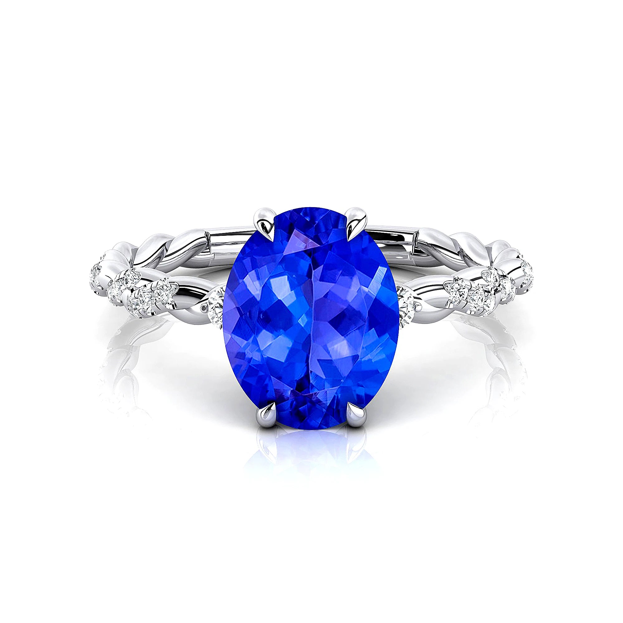 Unisex Luxurious Birthstone Rings 18k Solid Gold Studded Natural Tanzanite Gemstone Real Solitaire Diamonds Wedding Ring ODM