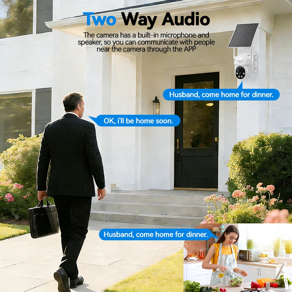 6MP Solar Camera Wifi Surveillance Security Cameras Home Protection Battery Cameras IP65 Waterproof  PIR Detect Two Way
