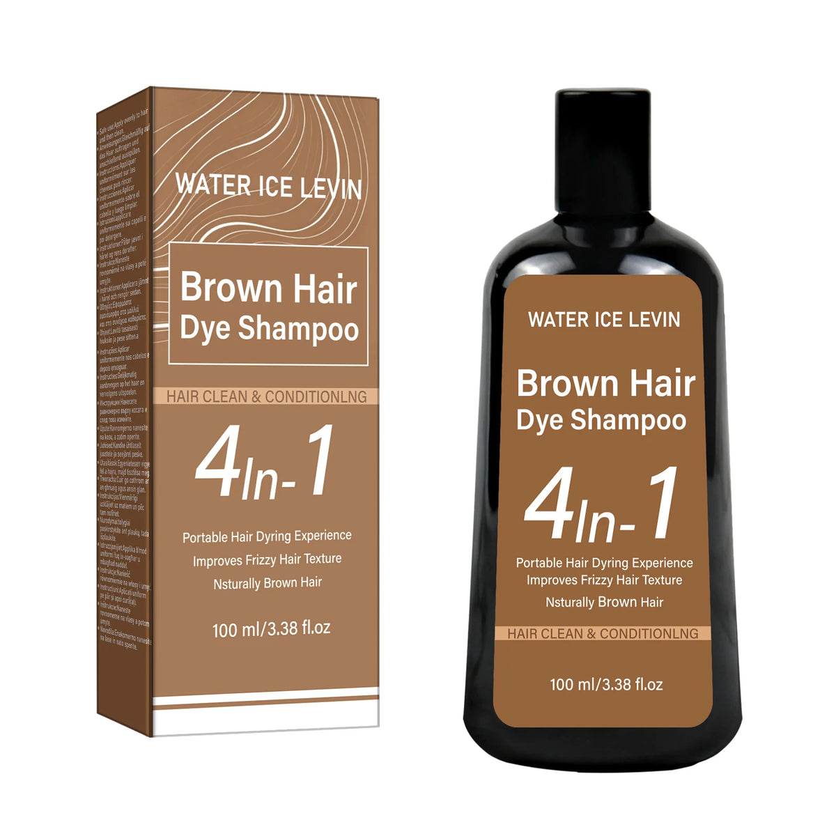 Water Ice Levin Natural Brown Hair Dye Shampoo 100ml Ginger Ginseng Oil Mild Coloring Smooth Frizzy Hair Care