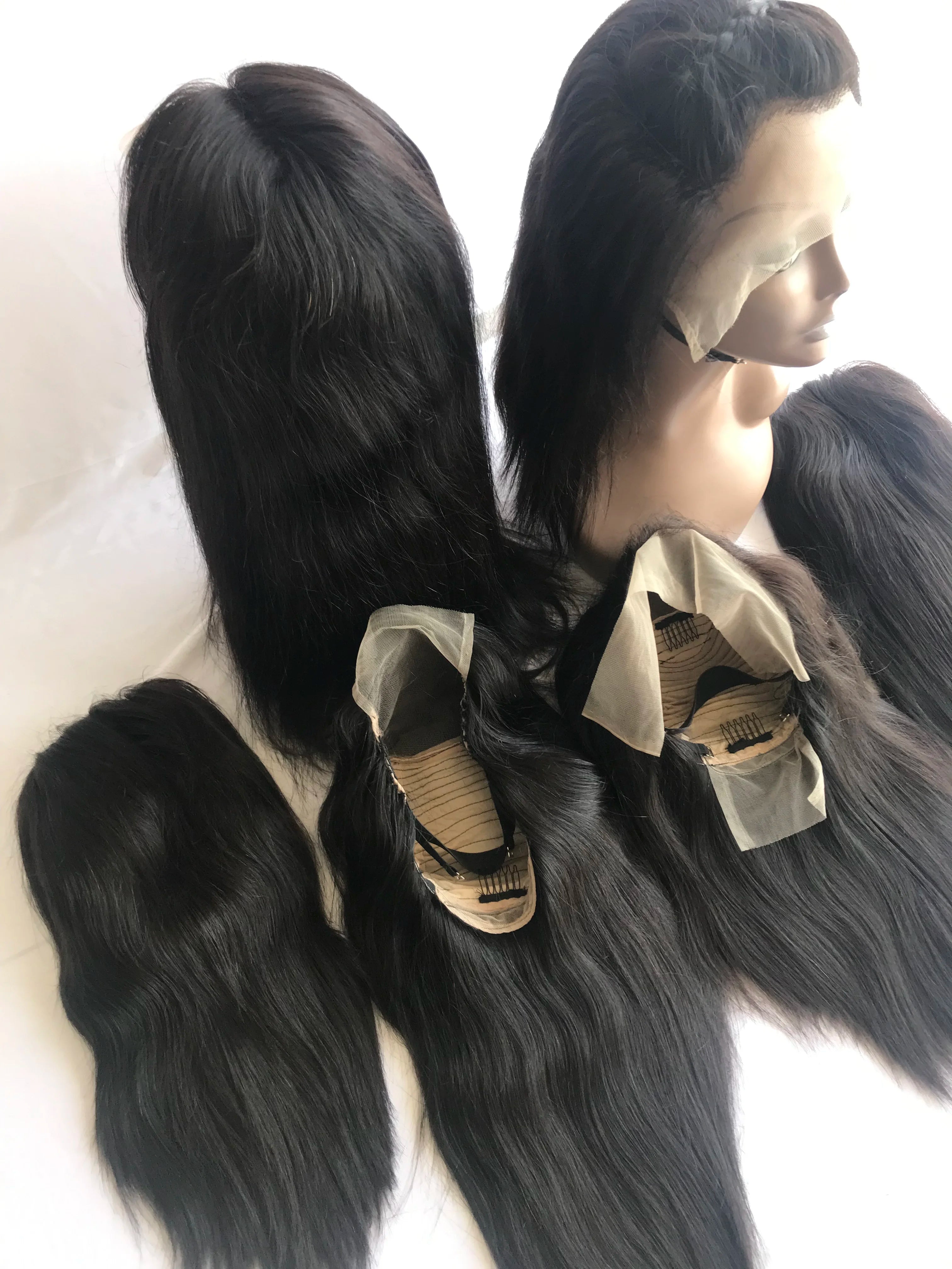 Top Quality Soft Silky Straight Frontals and HD Lace Closure All Size Single Donor 100 % Unprocessed Remy Virgin Human Hair Wigs