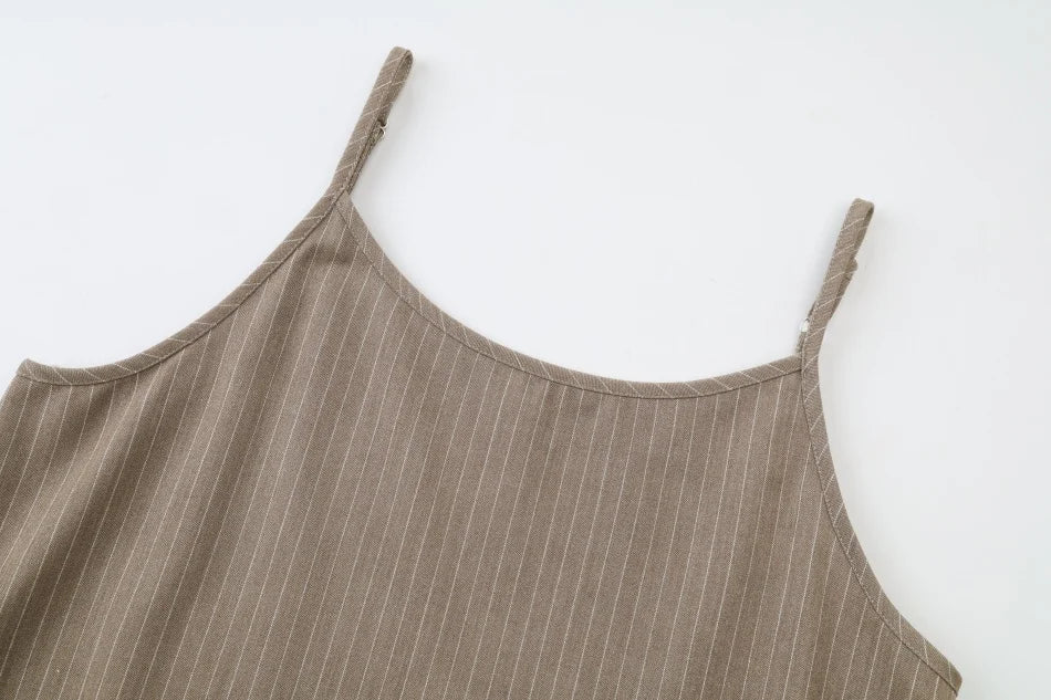 AS AW26 Pinstripe collection woman clothes ribbing cardigan + Embroidery vest  + Pinstripe slip dress+  Pinstripe  skirt