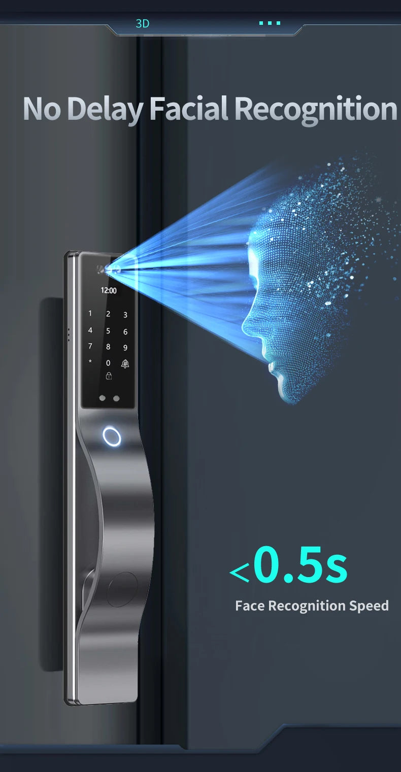 Wishome 3D Face Recognition Original Smart Door Lock with Keyless Fingerprint Password