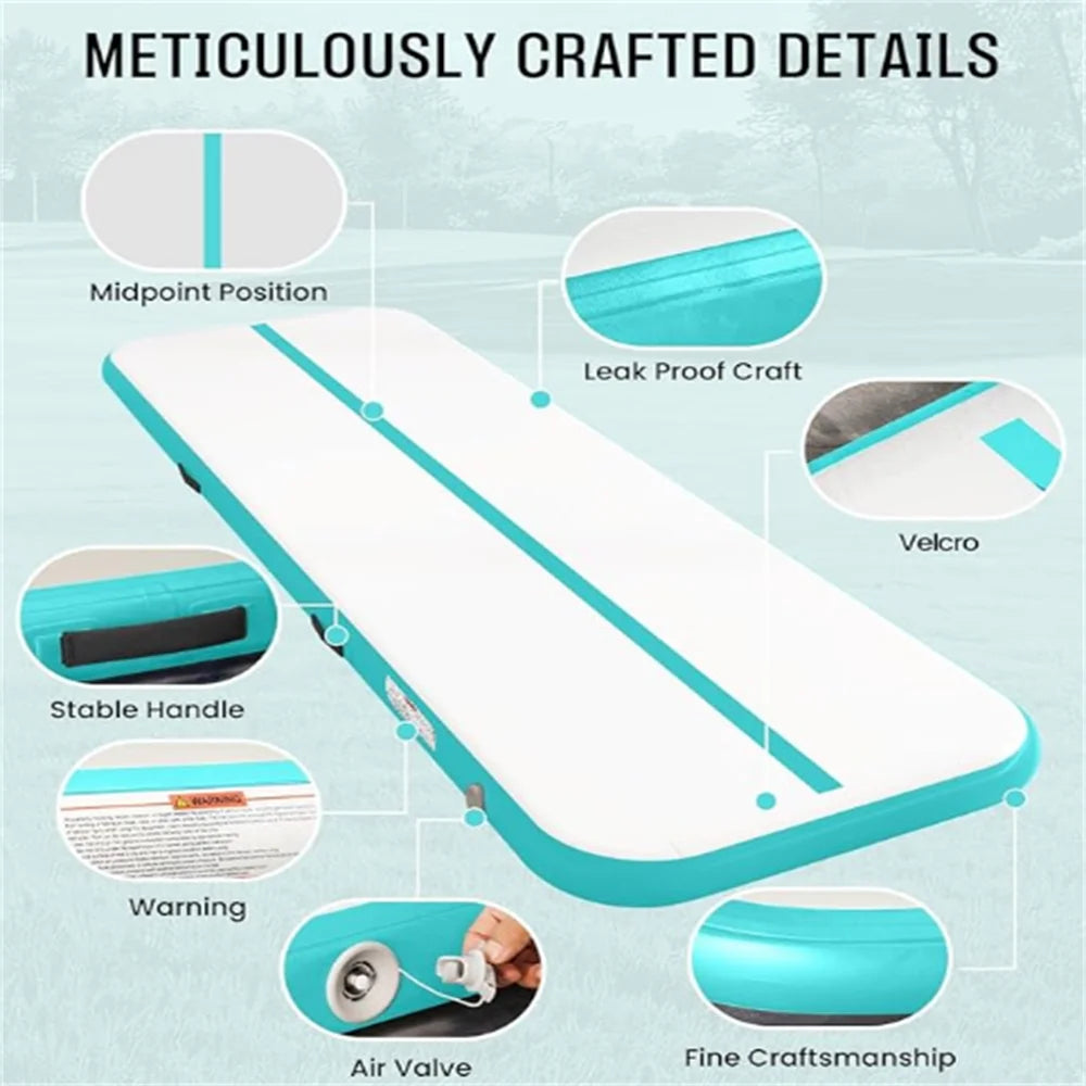 Gymnastics inflatable mat (with air pump) is suitable for home gymnastics training, water sports, and inflatable yoga.