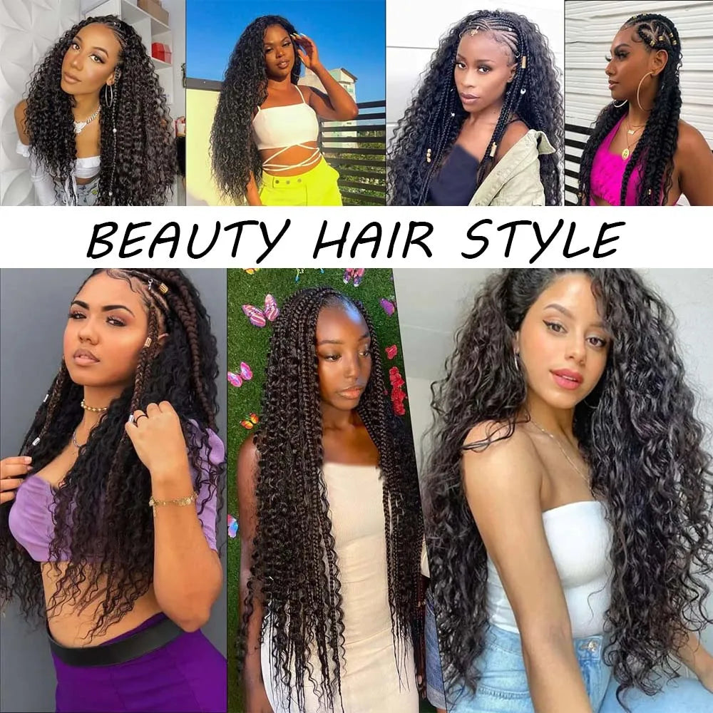 3 Packs Ocean Wave Crochet Hair | 20 Inch Curly Braiding Hair, Deep Wave, Knotless Braids,synthetic for Women With crochet hook