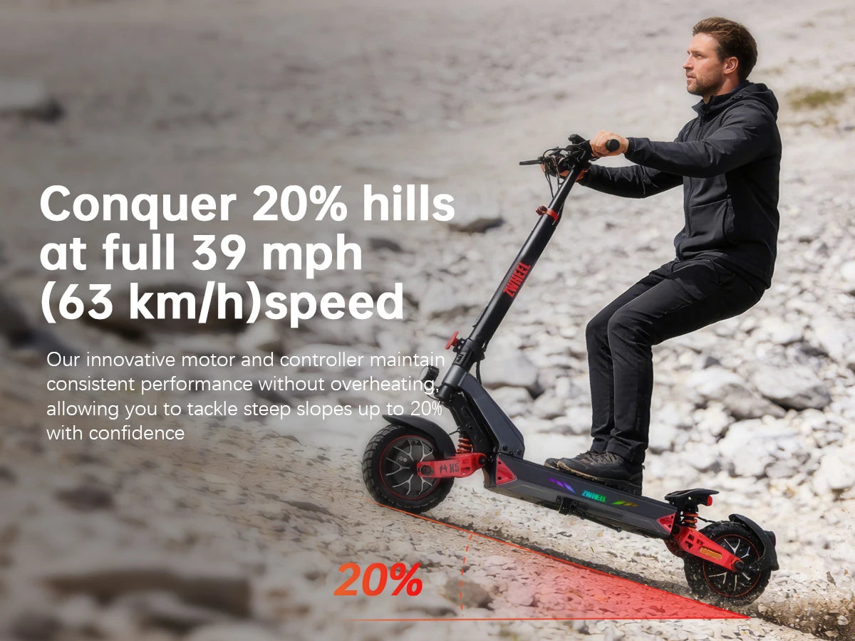 ZWHEEL D3 Dual Motors Electric Scooter 2400W All-wheel Drive Max Speed 39 MPH Max Range 50 Miles 960Wh Battery 1000 Cycles Bluetooth Locking and Unlocking Anti-theft Protection TUYA Smart APP 10''Off-Road Tires Low Noise Perf
