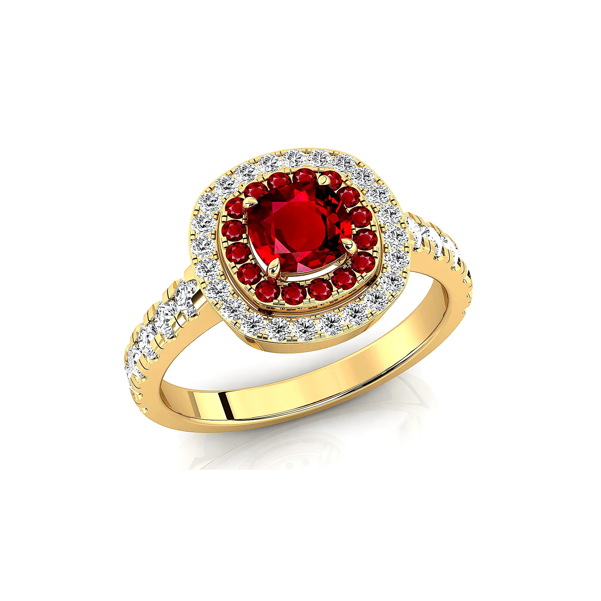 14k Solid Gold Rings Jewelry Rhodium Plated Lab Grown Ruby Gemstone and Real White Diamonds Classic Wedding Ring Fine Jewelry