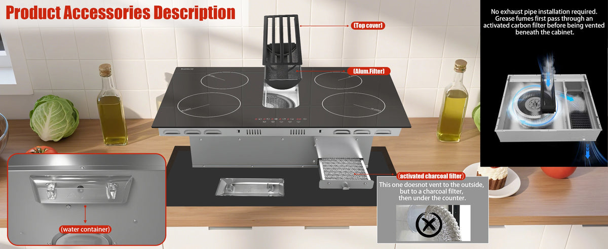 Karinear 2 Burners Electric Cooktop, 120v Plug in Ceramic Cooktop, 12 Inch Countertop & Built-in Electric Stove Top with Child Safety Lock, Timer, Over-Temperature Protection, Sensor Touch Control