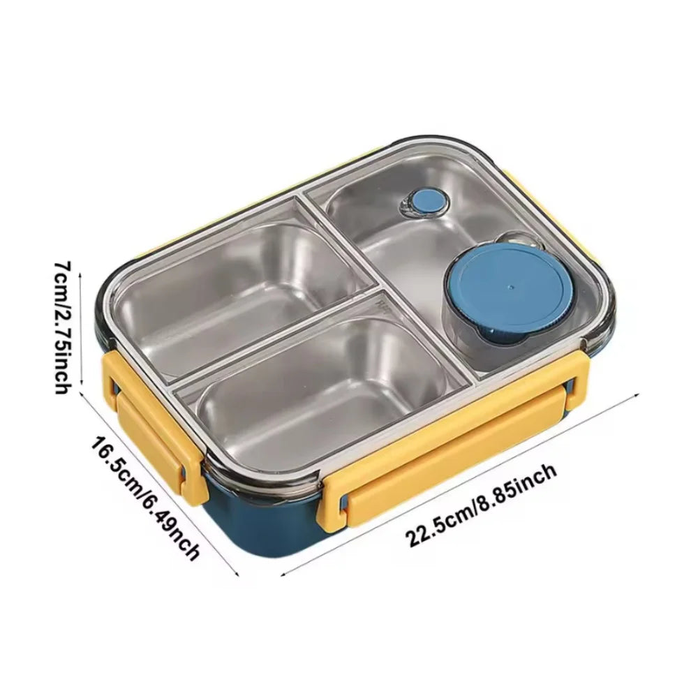 304 Stainless Steel Lunch Box with Tableware for Adults Kids Leakproof Lunch Container Portable Grids Bento Box Food Containers