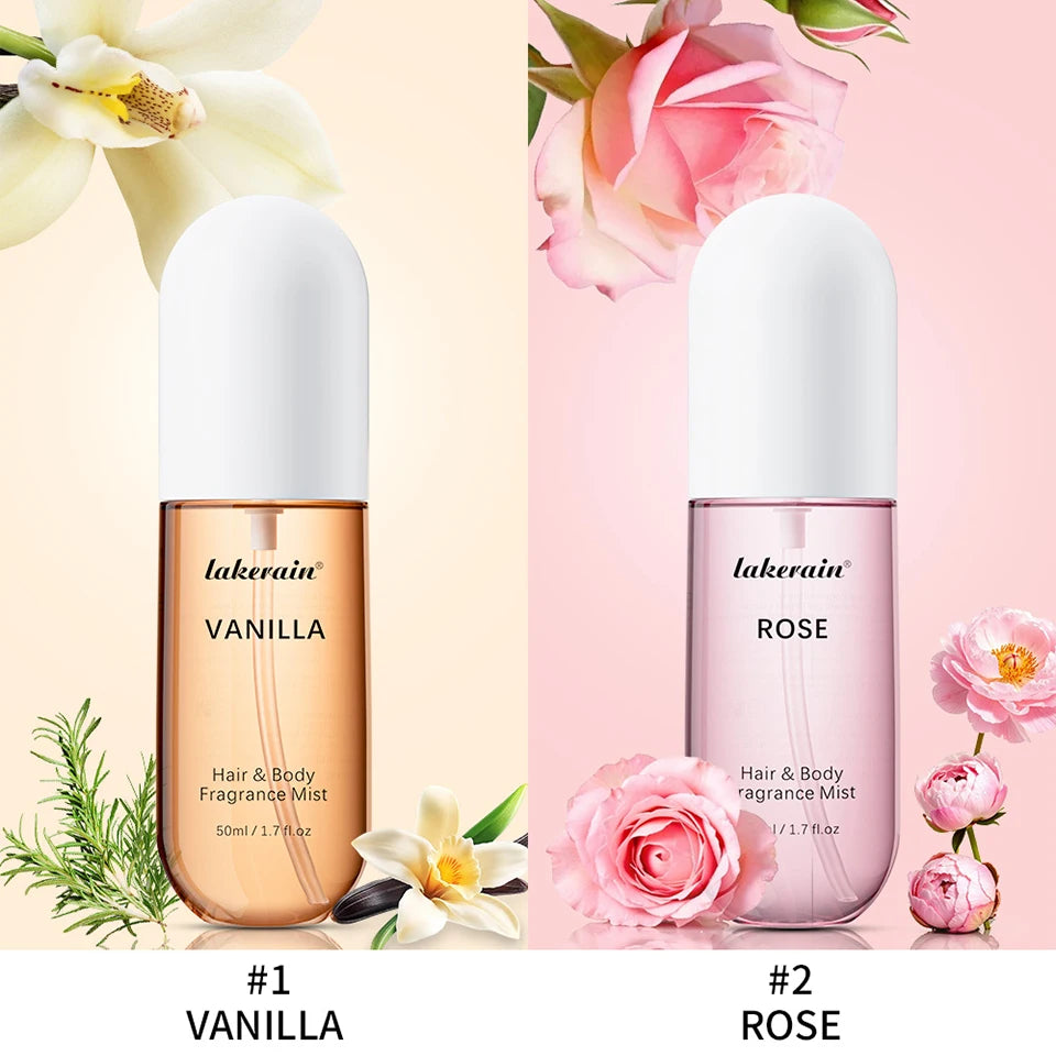 Christmas Gift 50ml Vanilla Rose Fragrance Spray Hair & Body Fragrance Mist Fresh Long Lasting Perfume Travel Size Freshener Spr