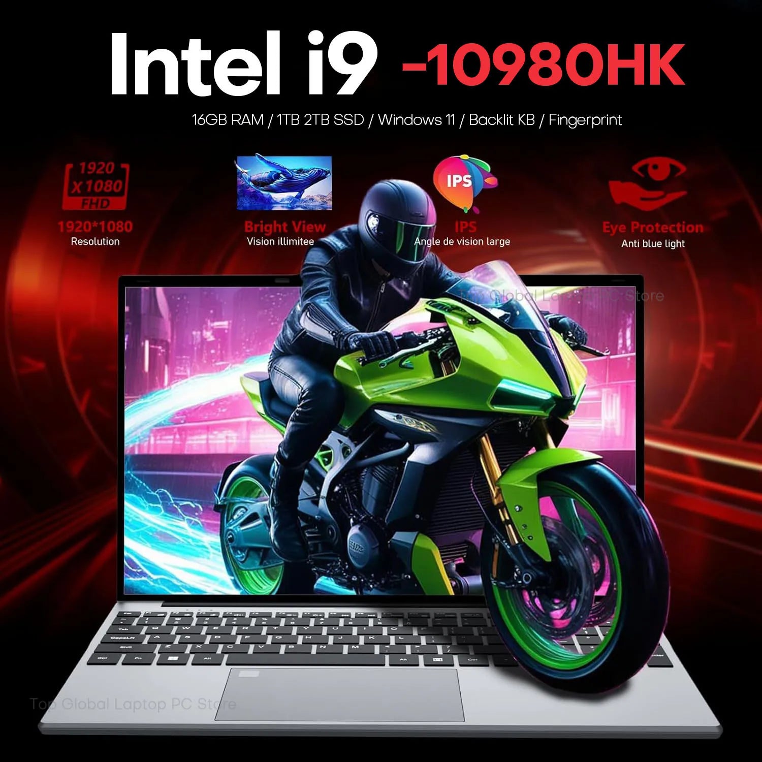 Windows 11 Gaming Computer Intel core i9-10980HK Office Study Laptop 15.6 Inch 16GB RAM 1TB SSD Fingerprint Unlock Notebook