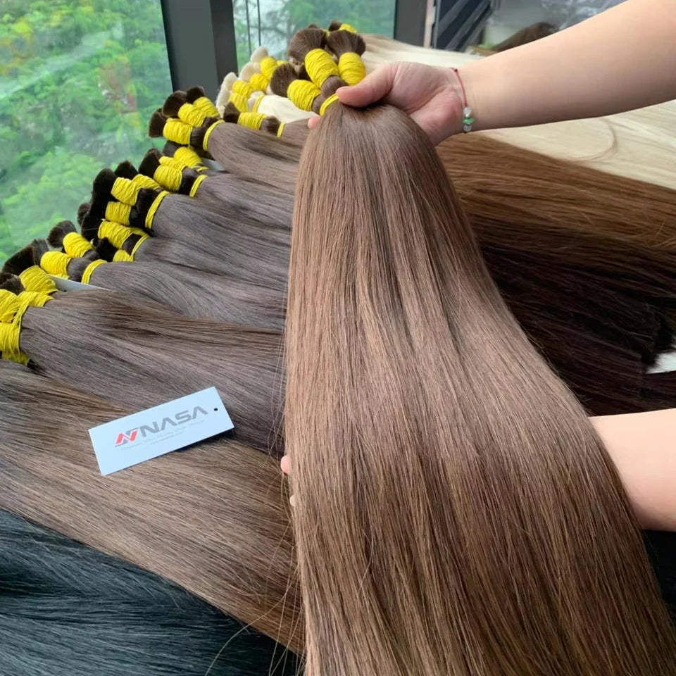 Factory Price Raw Vietnamese Hair Virgin Human Hair Super Double Drawn Customized Color Bulk Hair Extensions