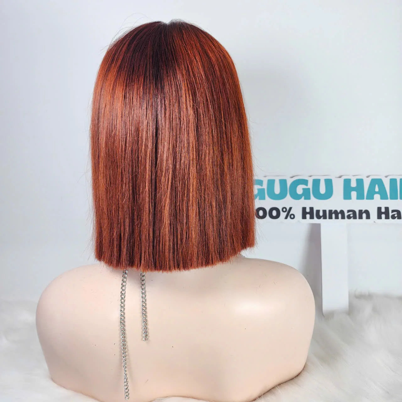 Wholesale 100% Virgin Vietnamese for Ginger Color Transparent Lace Bone Straight 8-10 Inches Bob Wig Human Hair Double Drawn