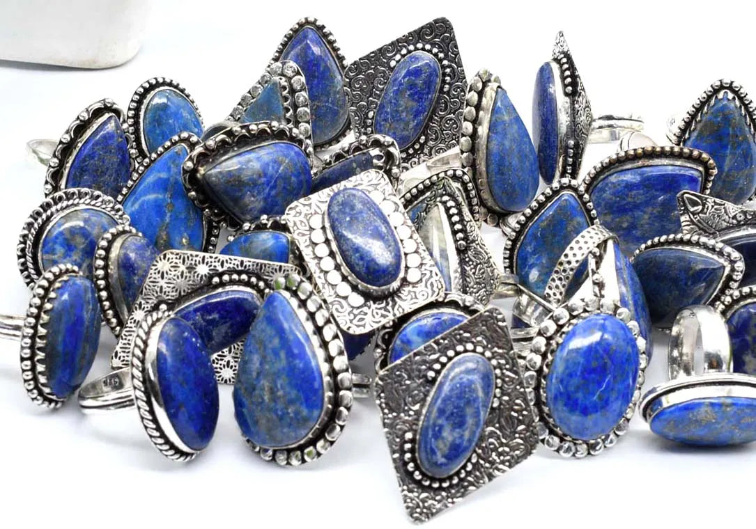 Wholesale Vintage Handmade 925 Sterling Silver Plated Bezel Setting Lapis Lazuli Oval Cut Gemstone Ring Women Anniversary