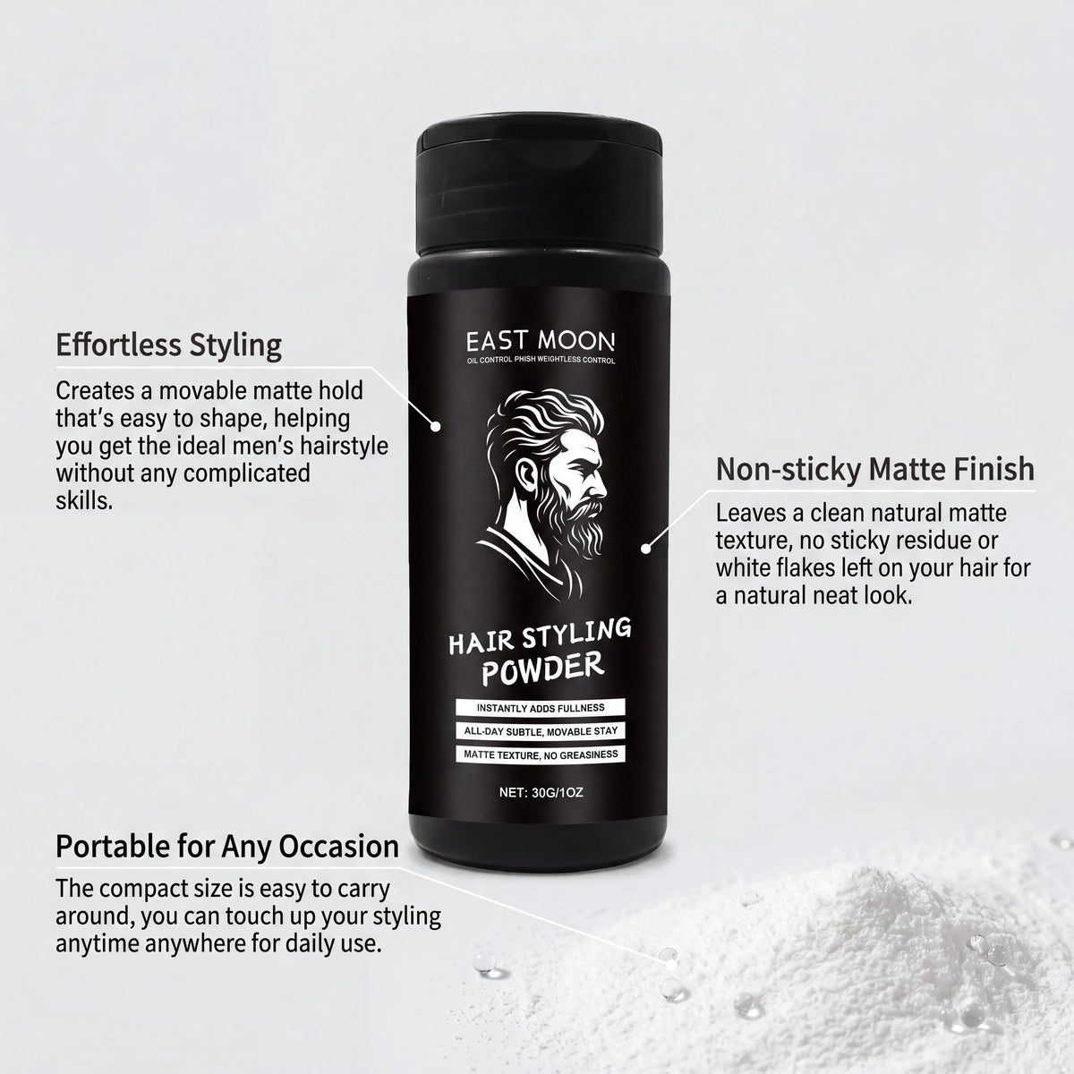 Oil Control Hair Styling Powder Matte Texture Volumizing Root Lift Refreshes Hair Instant Refresh Flat Hair Easy Application Natural Finish Men Grooming Hair Thickening Dust