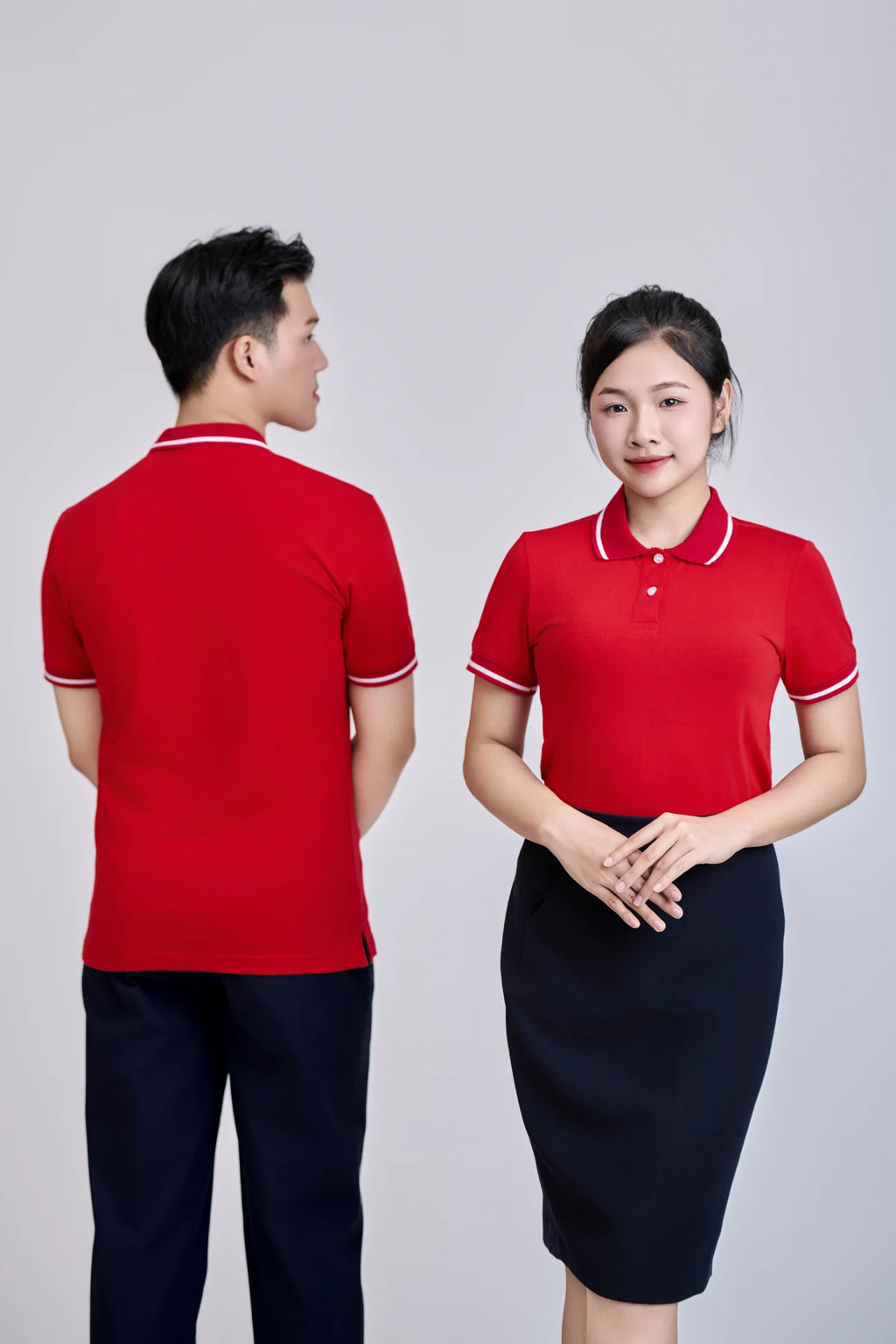 Vietnam OEM Men's Short Sleeve Casual Shirt | Knitted TC 60% Cotton 40% Polyester | Front Solid/Contrast Collar