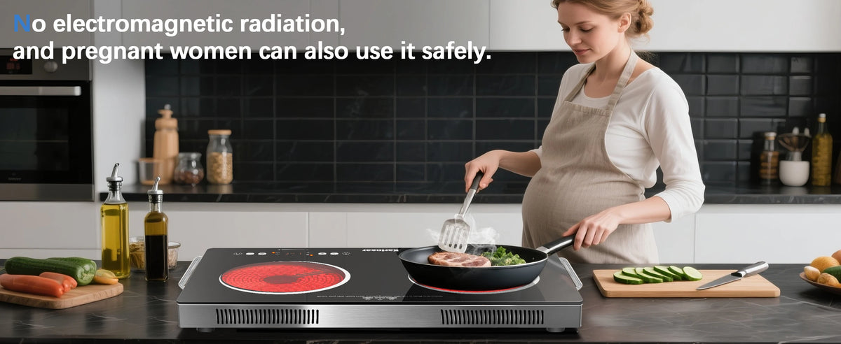 Karinear Portable Electric Cooktop, Electric Stove Single Burner Ceramic Cooktop with Touch Control, Child Safety Lock, Timer, Residual Heat Indicator, Overheat Protection, 1800W 110V Infrared Burner | Ceramic Cooktop, Sensor