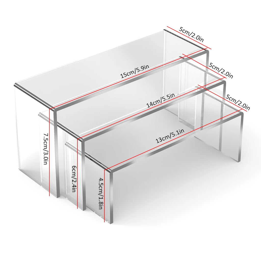 3/6/9Pcs Acrylic Display Stand Blind Box Storage Shelf U Shape Lightweight Cupcake Holder Dessert Display Jewelry Display Riser