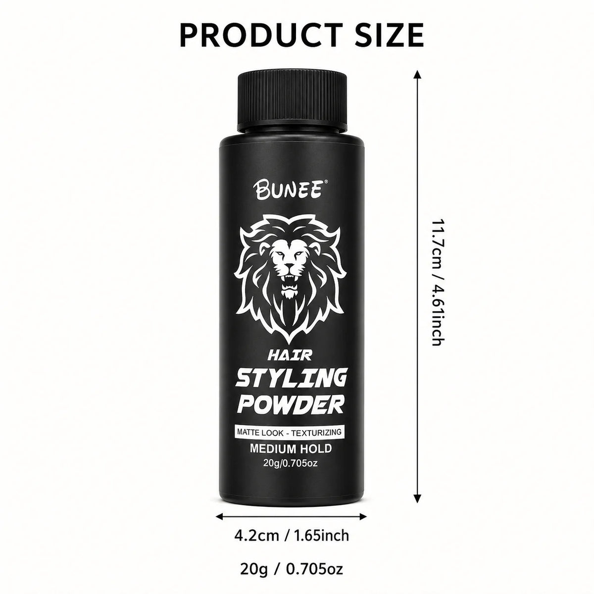 BUNEE Hair Styling Powder 20g, Root Volumizing Texturizing Powder with Matte Finish, Lightweight Medium Hold Hair Styling Powder