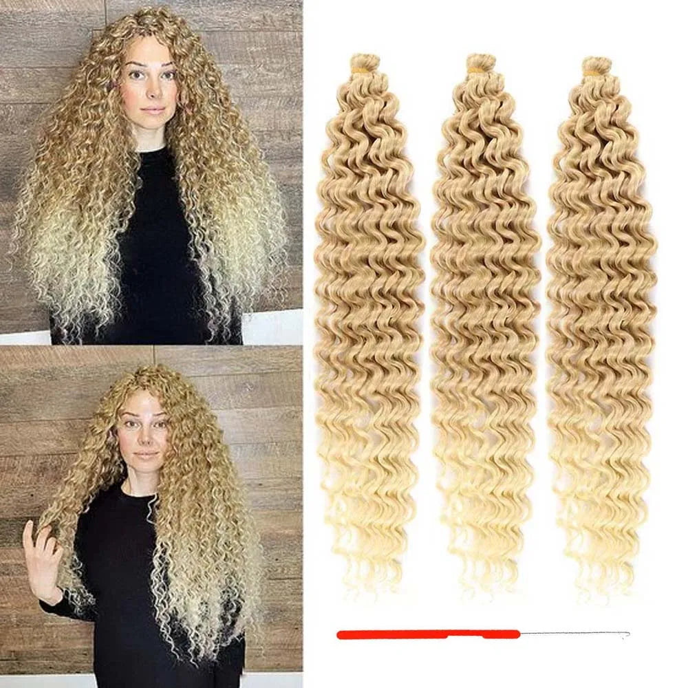 3 Packs Ocean Wave Crochet Hair | 20 Inch Curly Braiding Hair, Deep Wave, Knotless Braids,synthetic for Women With crochet hook