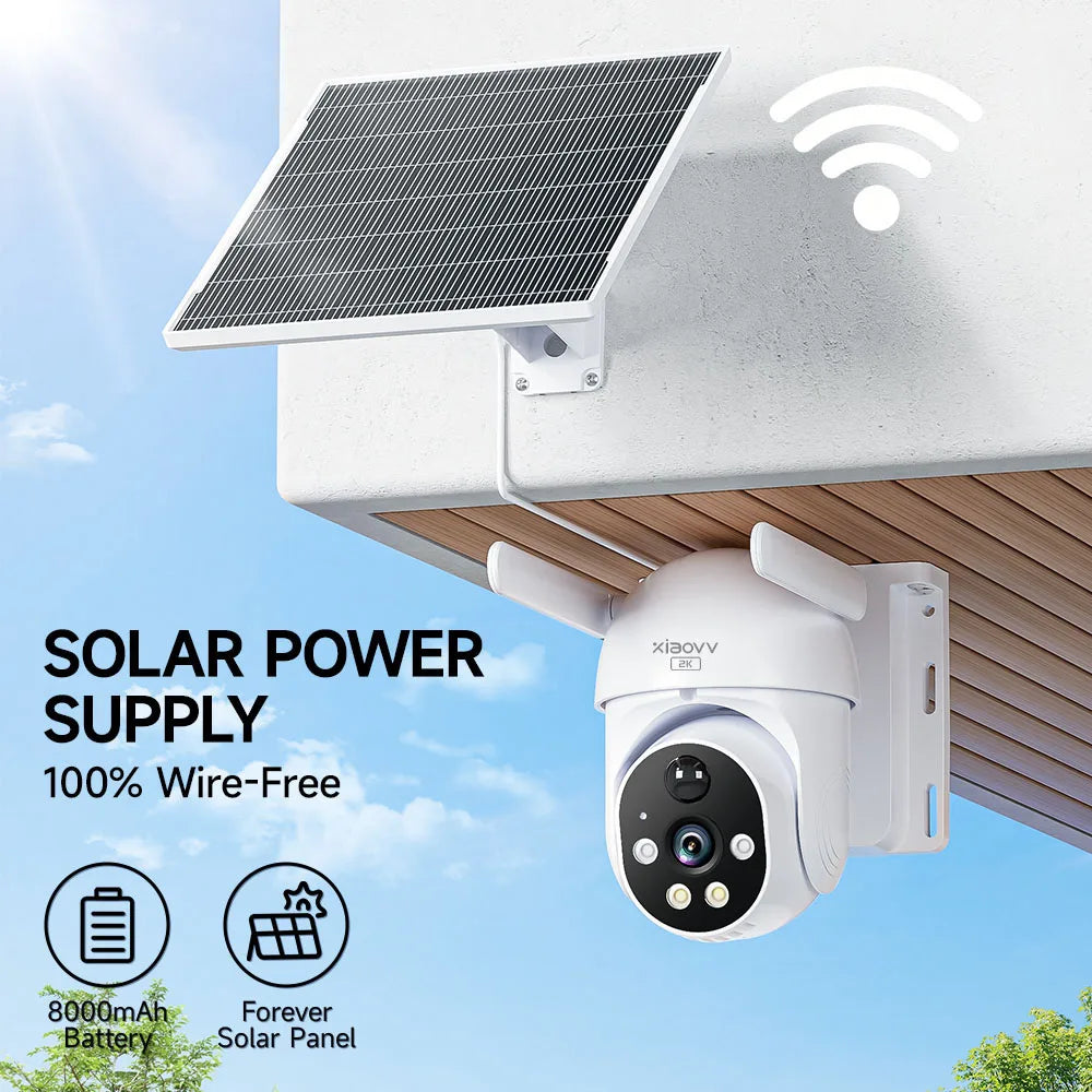 6MP Solar Camera Wifi Surveillance Security Cameras Home Protection Battery Cameras IP65 Waterproof  PIR Detect Two Way