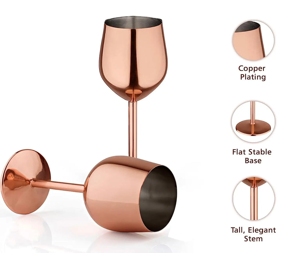 Bulk Order Vintage Style Stainless Steel Lightweight Shatterproof Wine Glass Goblet Wedding Camping for Cocktails Banquets