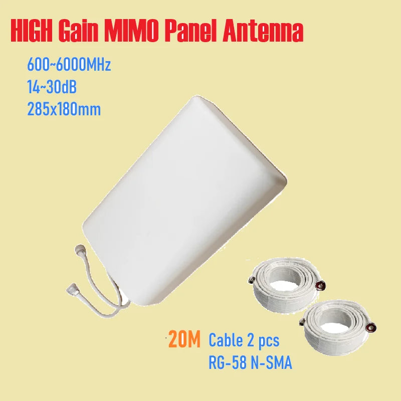 T Mobile 600 6000 MHZ 4G LTE 5G MIMO 2x2 8 14 DBi High Gain Fixed Mount Outdoor Directional Panel Antenna for Routers Hotspots