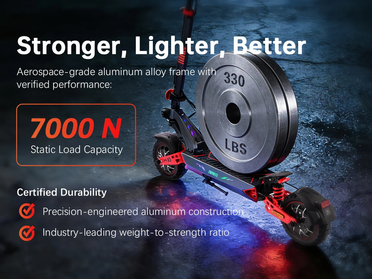 ZWHEEL D3 Dual Motors Electric Scooter 2400W All-wheel Drive Max Speed 39 MPH Max Range 50 Miles 960Wh Battery 1000 Cycles Bluetooth Locking and Unlocking Anti-theft Protection TUYA Smart APP 10''Off-Road Tires Low Noise Perf
