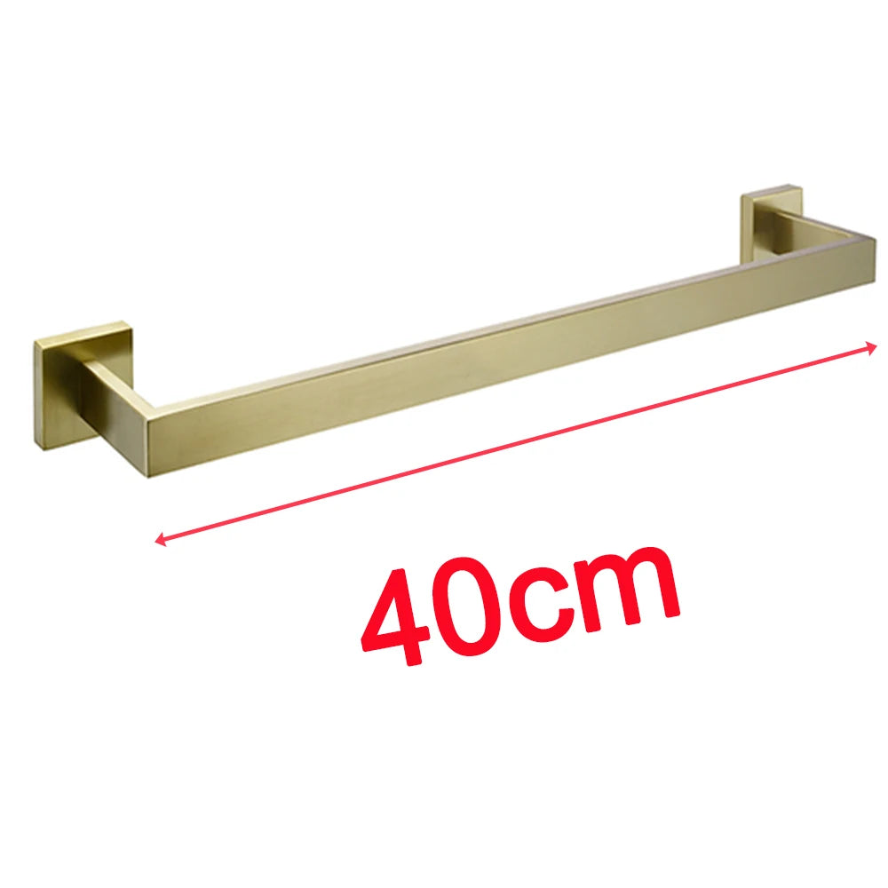 Bathroom Accessories Set Hardware Decor Toilet Roll Paper Holder Hanger Hook Towel Bar Brushed Gold Wall Stainless Steel Shelf