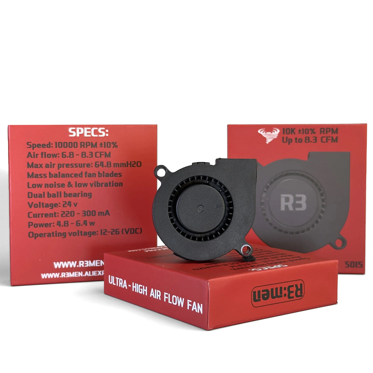 R3men | 10K RPM 5015 Ultra High Flow Blower Fan For 3D Printers. R3fan Cooling Fan
