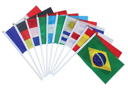 Durable 5m Telescopic Pole Digital Printing Waterproof Quick-Dry Eco-Friendly Hand Waving Flags Made Polyester Silk Plastic