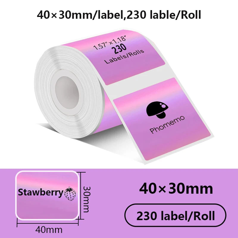 1Rolls 40x30mm White Multicolor Thermal Labels, Compatible With Phomemo M200/M210/M110/M120/M108/P50/P80 Label Printer