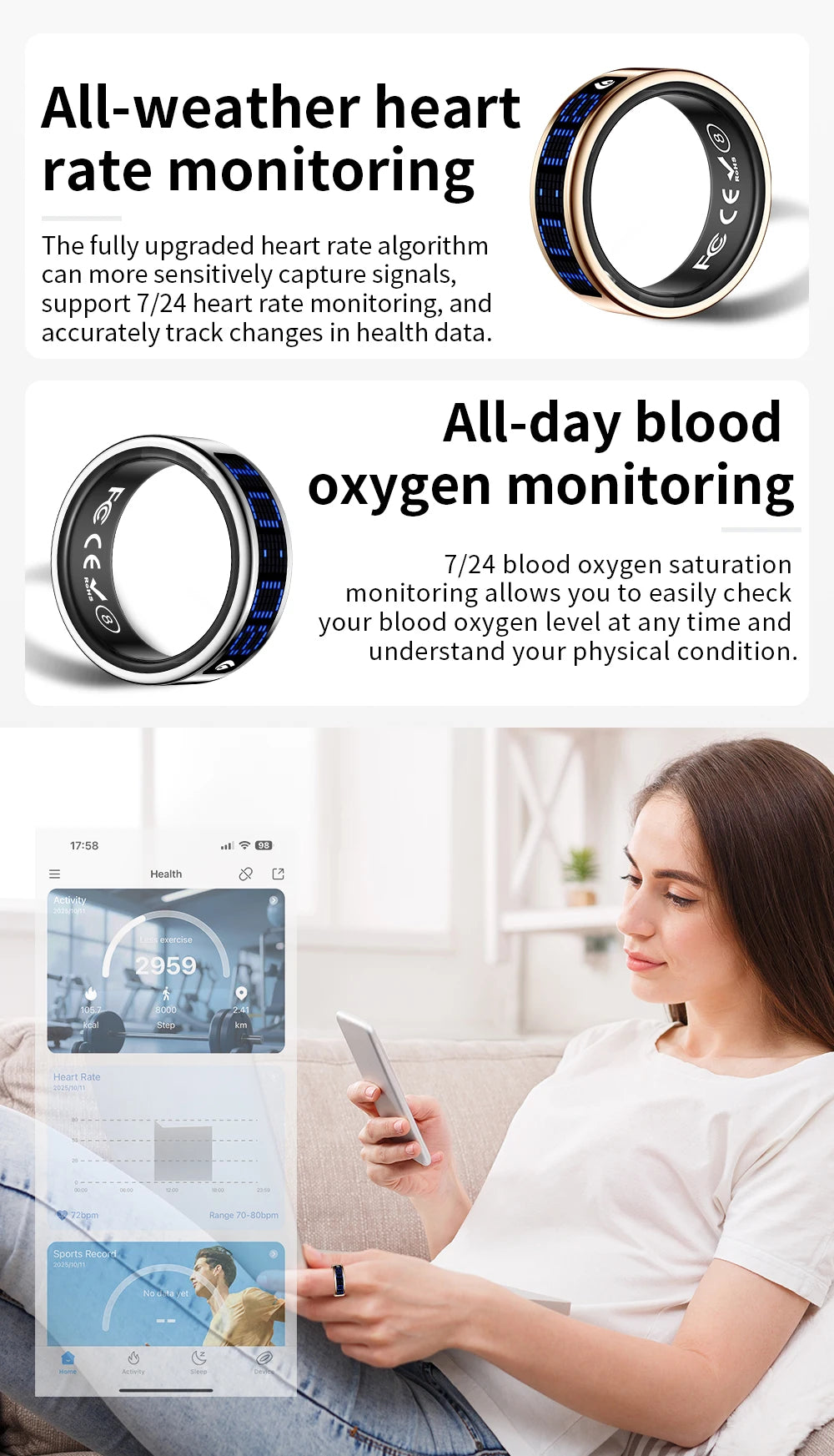 Cyber Style Smart Ring With Screen Led Control Smartring for Men Women Time Display Smart Watch Style Caller id Reminder Waterproof Sport Company Smart Couple Ring Gift 2026 Free Shipping
