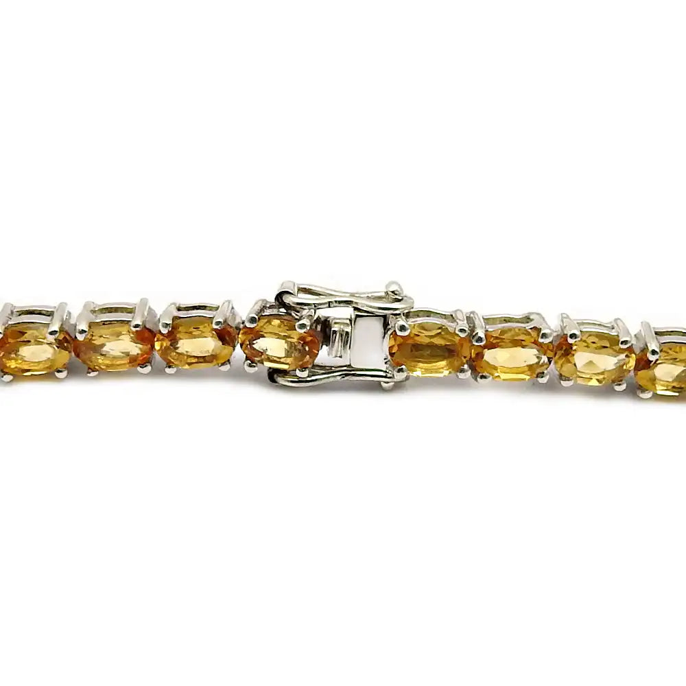 Fine Hip Hop Bohemian Jewelry With Yellow Citrine Gemstone 925 Silver Prong Set Gemstone Bracelet In Oval Cut For Men & Women