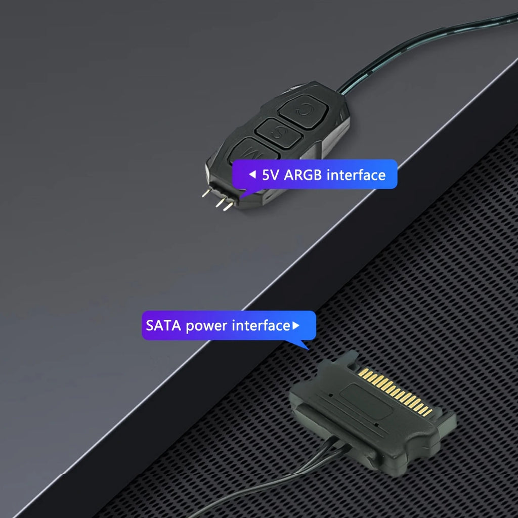 ARGB Controller 5V 3Pin SATA Powered RGB Control for PC Fan LED Strip Water Cooler - Standard Version / Remote Control Version