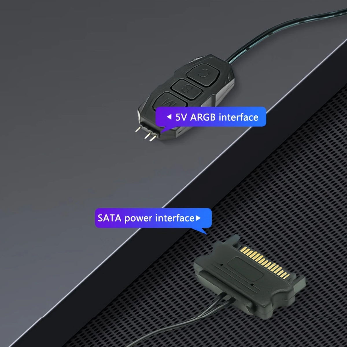 ARGB Controller 5V 3Pin SATA Powered RGB Control for PC Fan LED Strip Water Cooler - Standard Version / Remote Control Version