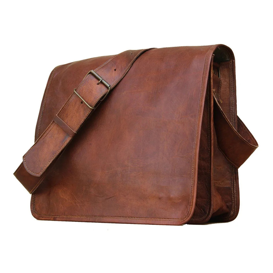 Mens Genuine Brown Leather Laptop Messenger Bag Handmade Office Briefcase Customizable Wholesale Product