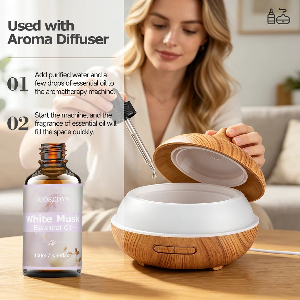WHITE MUSK Essential Oil, Soft Musk Fragrance Oil for Diffusers, Aromatherapy & DIY Scented Crafts, Clean and Elegant Aroma